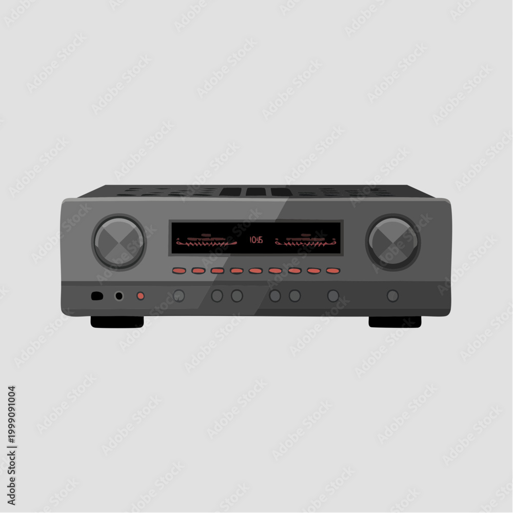 Fototapeta premium High-end home theater audio amplifier receiver with red lights