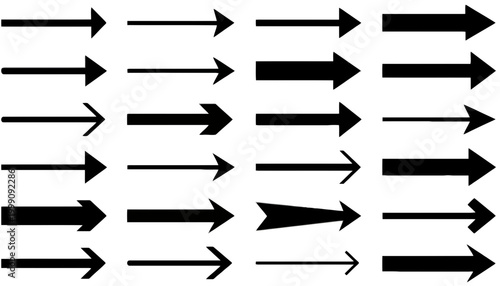 Collection of various black arrows on for design and direction concepts