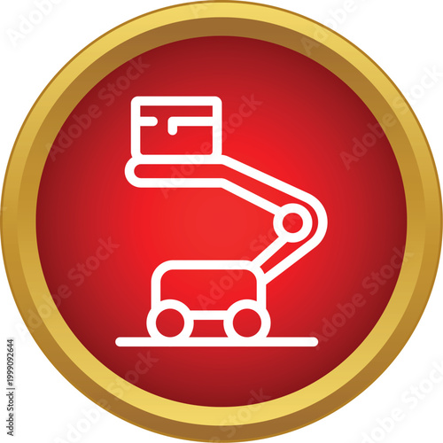 Robotic arm on a mobile base handling a box, symbolizing warehouse automation and dispatch