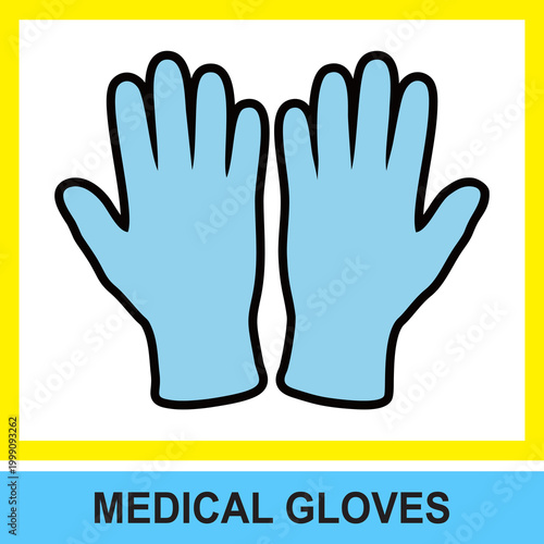 Medical blue nitrile gloves vector illustration flat icon isolated on white background