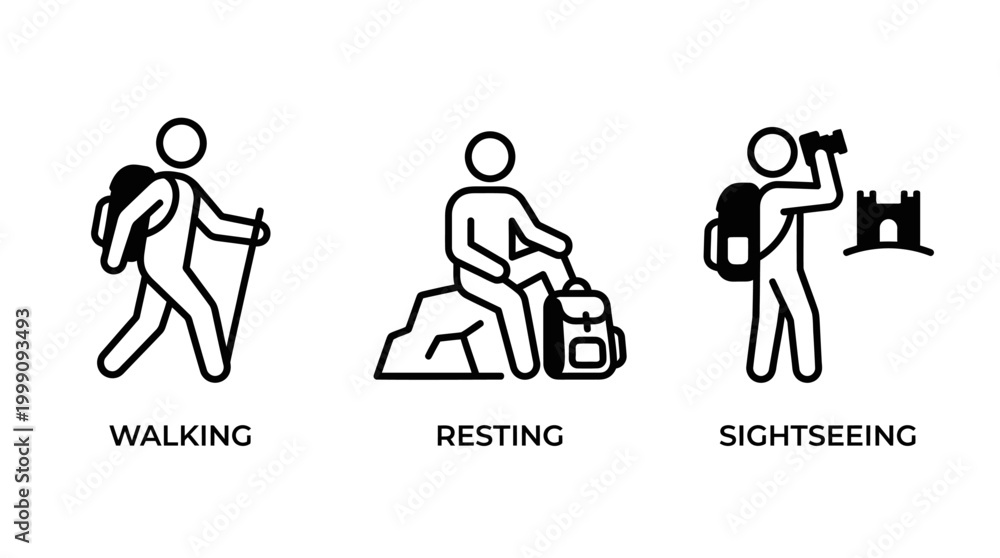 Obraz premium Hiking recreation icons vector illustration