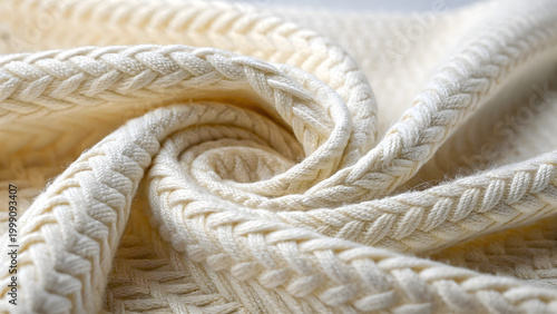 Soft Textile Swirl: A close-up shot reveals the delicate spiral of a plush, textured textile, emphasizing its intricate weave and tactile appeal.