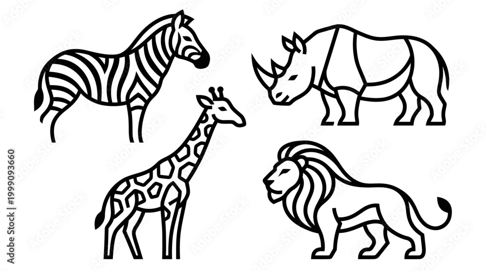 Fototapeta premium Safari animals vector illustrations