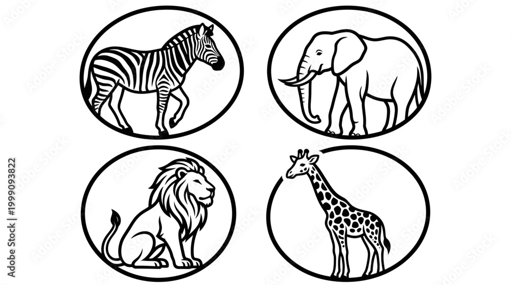 Naklejka premium Wildlife animals vector illustrations