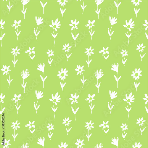 Bild auf Leinwand Vector pattern of hand-drawn flowers in doodle style