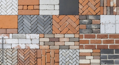 Brick and stone texture collage diverse patterns and colors