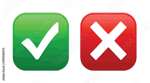 Green check mark and red cross sign icons