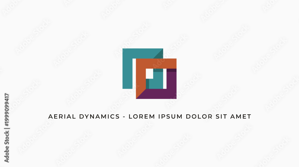 Obraz premium This logo features bold geometric shapes and various colors representing innovation, creativity, and professionalism in aerial logistics and dynamics.