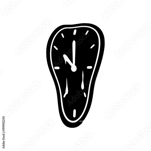 Surreal Hand Drawn Melting Clock Doodle Illustration