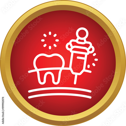 Icon showing anesthesia syringe injecting a tooth for dental treatment