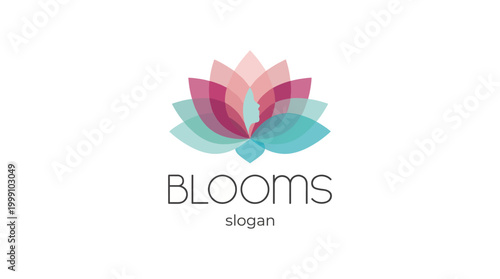 This image highlights a serene and beautiful logo featuring a blooming flower design, symbolizing wellness, beauty, and tranquility for a personal care or spa brand.