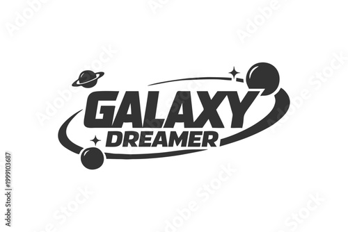 Photos Creative logo design featuring planets and stars, ideal for space-themed brandin