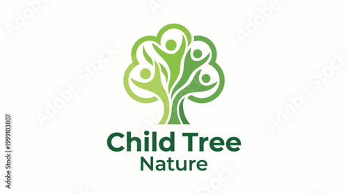 A logo featuring a tree with intertwined human figures symbolizing growth, community, and connection; representing Child Tree Nature dedicated to child development and education.