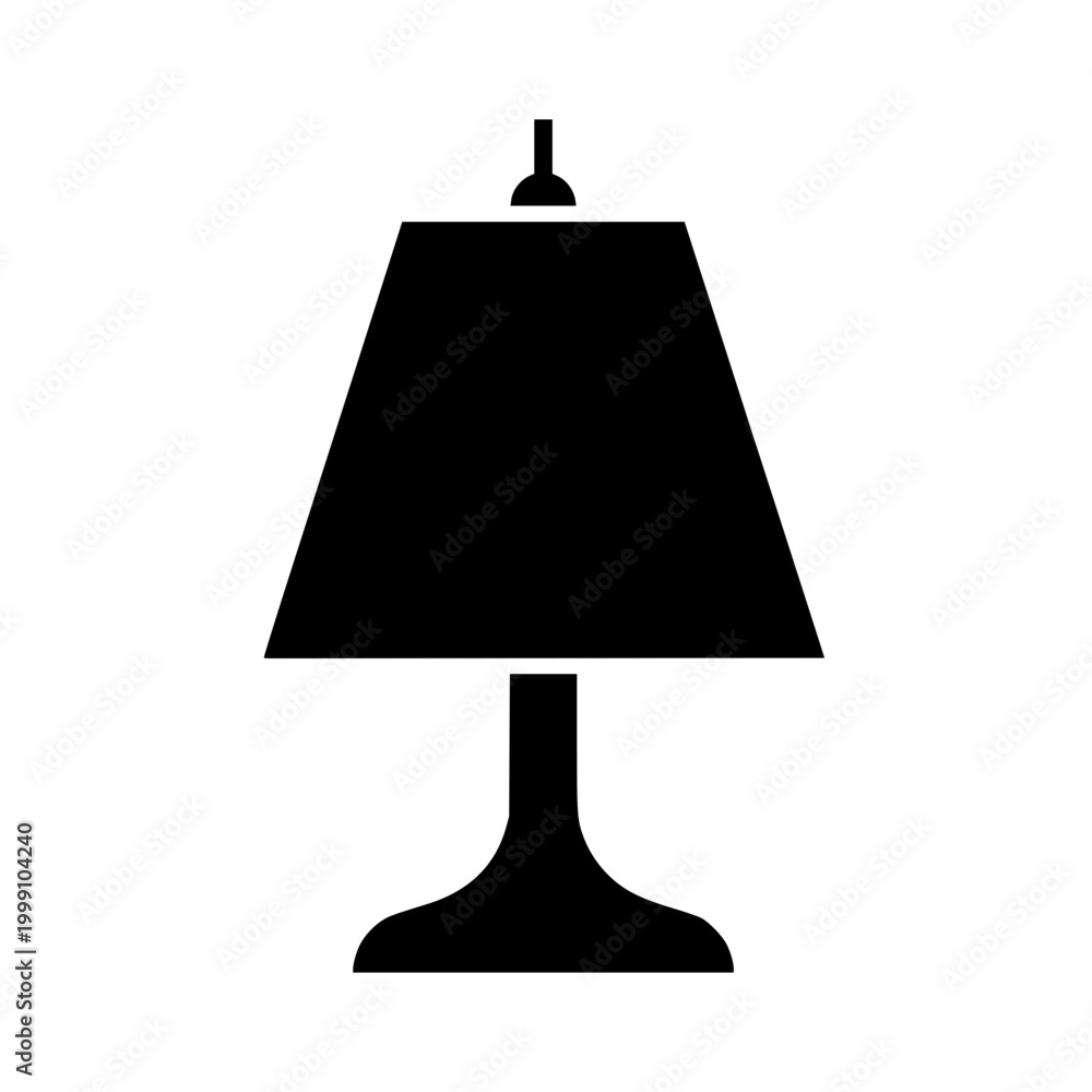 Obraz premium Minimalist Table Lamp Silhouette Icon on White Background