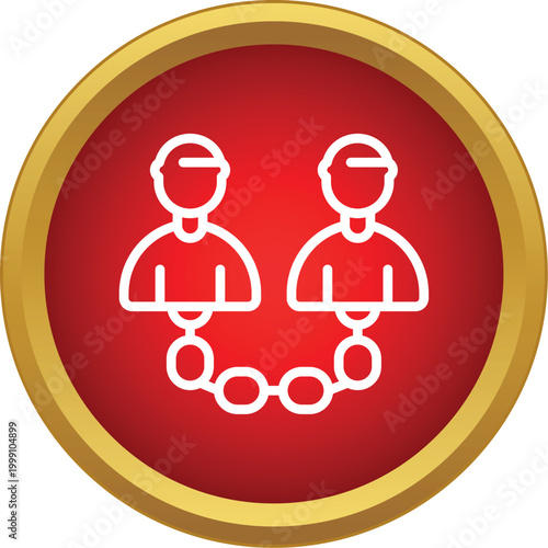 Two persons linked by a chain, representing incarceration or partnerships in crime