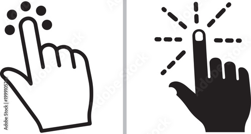 Set of hand gesture click icons isolated on white background