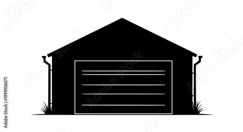 Garage or storage shed silhouette icon isolated on white