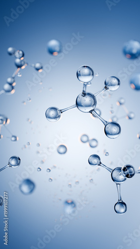 blue molecules float in space showing structure and connection in a scientific representation of chemical compounds