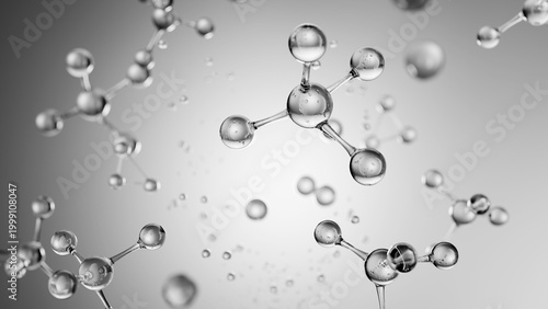 Grey molecules float in space showing structure and connection in a scientific representation of chemical compounds