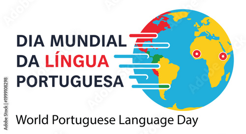 World Portuguese Language Day with globe and text high quality professional
