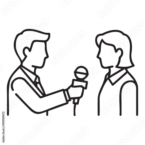 Man interviewing woman with microphone Vector, illustration