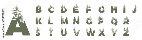 A to Z outdoor wilderness treetop lettering. a,b,c,d,e,f,g,h,i,j,k,l,m,n,o,p,q,r,s,t,u,v,w,x,y,z
