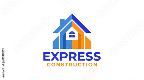 A vibrant and impactful logo design for Express Construction, showcasing a stylized house, emphasizing reliability and efficiency in the construction industry.