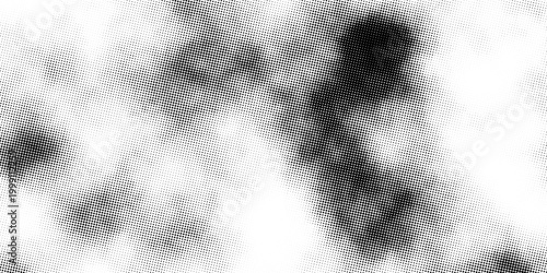 WebGrunge halftone gradient background. Faded grit noise texture. White and black sand wallpaper. Retro pixelated backdrop. Anime or manga style comic overlay. Vector graphic design textured template