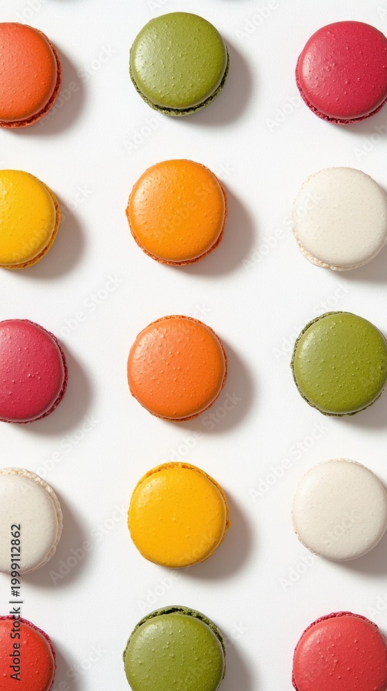 Fototapeta premium Colorful macarons arranged in a delightful pattern