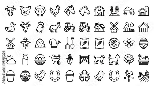 Farm icons and symbols collection.