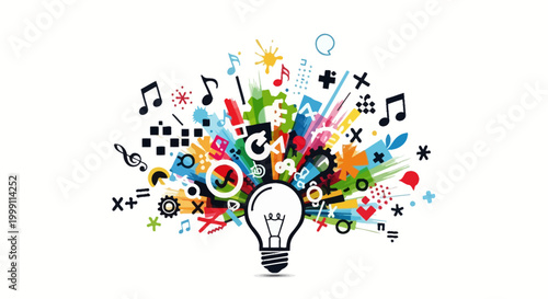 Colorful creative idea light bulb symbol.