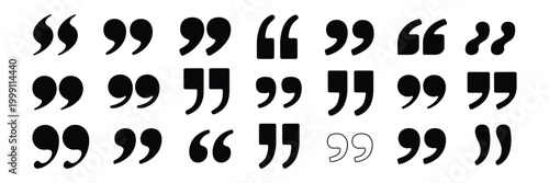 Quote mark icon set vector illustration of quotation symbols for text, speech and typography design