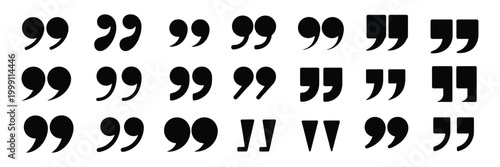 Quote mark icon set vector illustration of quotation symbols for text, speech and typography design