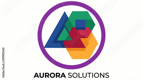 This vibrant logo comprises various colorful geometric shapes, symbolizing innovation, diversity, and solutions, ideal for tech companies and creative agencies.