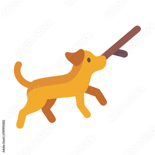 Fotografi Happy dog fetching stick graphic on a black background