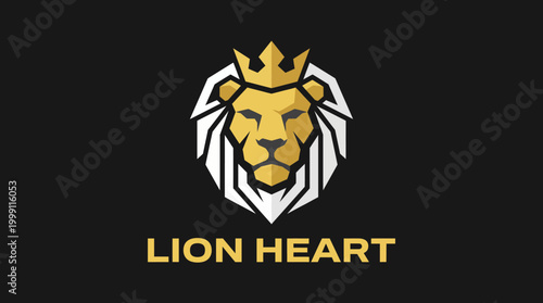 This image showcases a premium lion head logo design featuring a geometric style, perfect for businesses looking for a regal and powerful brand representation.