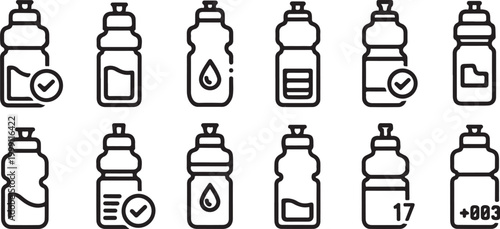 Collection of isometric glass soda bottles with caps vector icons Vector