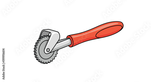 Professional sewing tracing wheel with a serrated metal disc and a bright red ergonomic handle for tailoring and craft work.