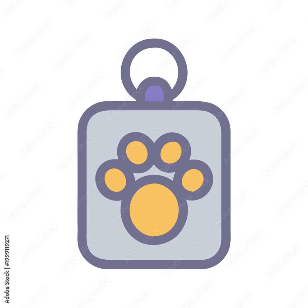 Fototapeta premium Dog tag icon with paw print on black background