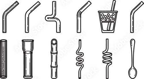 Black and white flat icon set of hairdresser tools Vector