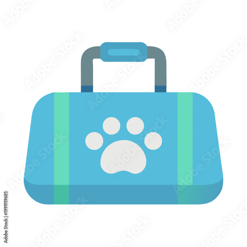 Blue pet carrier bag with white paw print