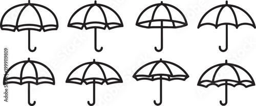 Isometric umbrellas icons set top view vector illustration Vector