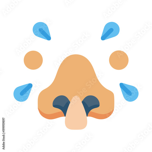 Running nose with watery tears flat icon on black