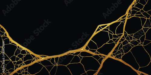 Abstract digital network structure with glowing colorful connections on a dark black background