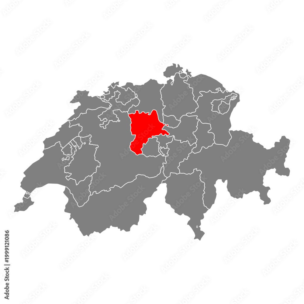 Obraz premium Canton of Lucerne Switzerland map shape, travel web flat concept icon vector illustration .