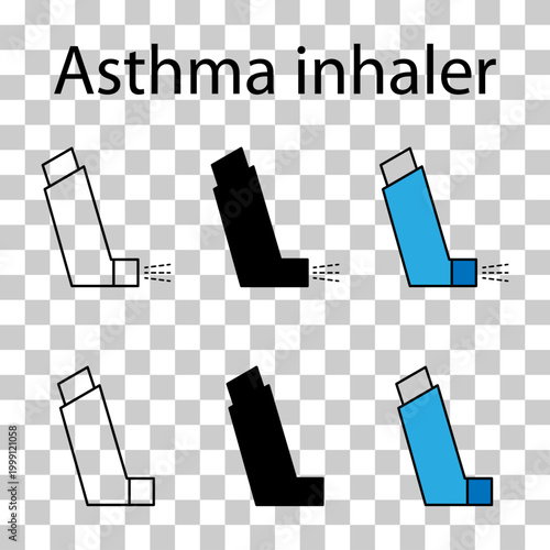 Set of Asthma inhaler design icon, medicine health care sign, vector illustration .