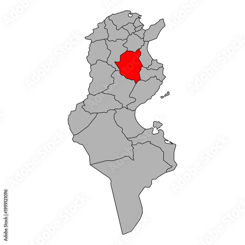 Kairouan of Tunisia Governorates map shape, travel web flat icon vector illustration .