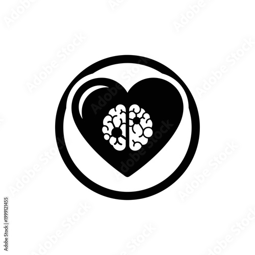 Heart Brain Symbol Logo Design.