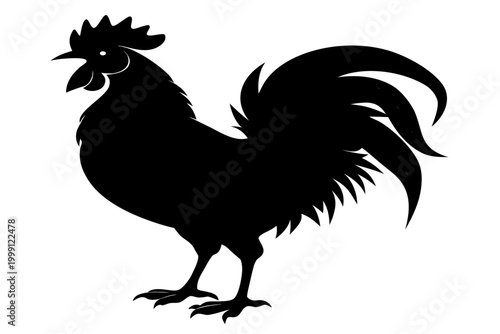Rooster silhouette vector, Rooster black symbol, chicken vector illustration
