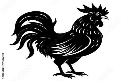 Rooster silhouette vector, Rooster black symbol, chicken vector illustration
